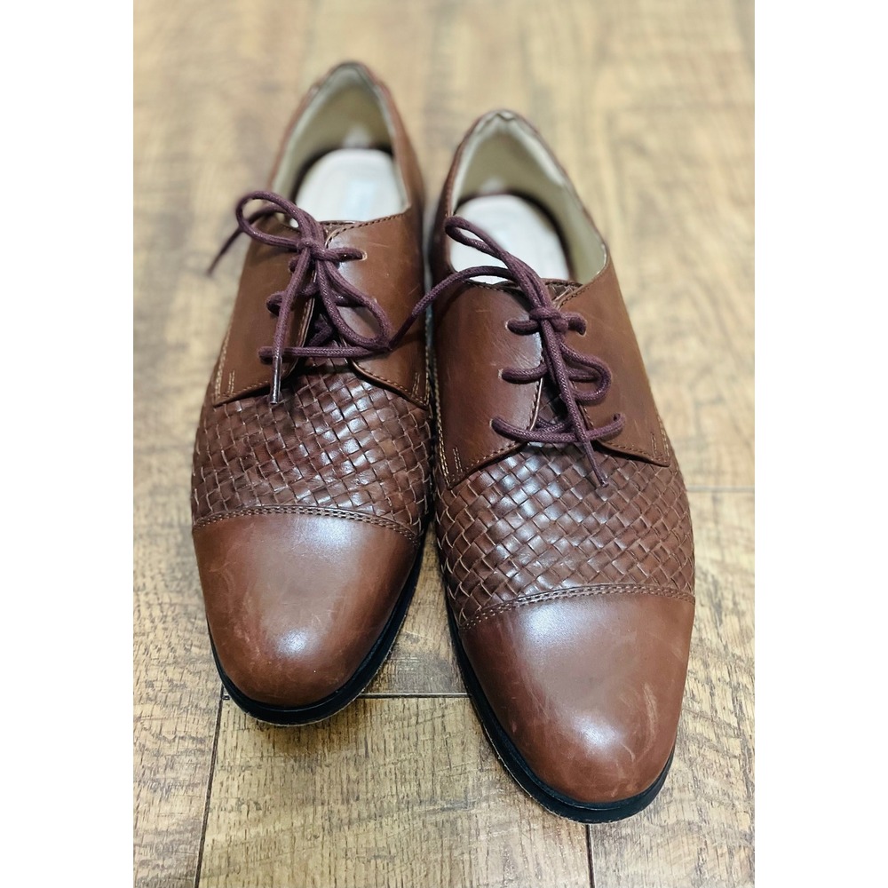Cole Haan Brown‎ Leather Oxfords Woven Dress Shoes Lace Up 7.5B